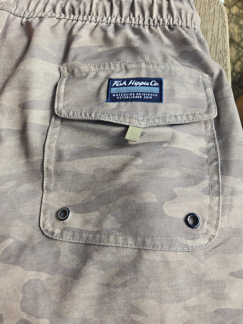 Fish Hippie Co. Men’s Camo Swim Shorts - Taupe S 32x8